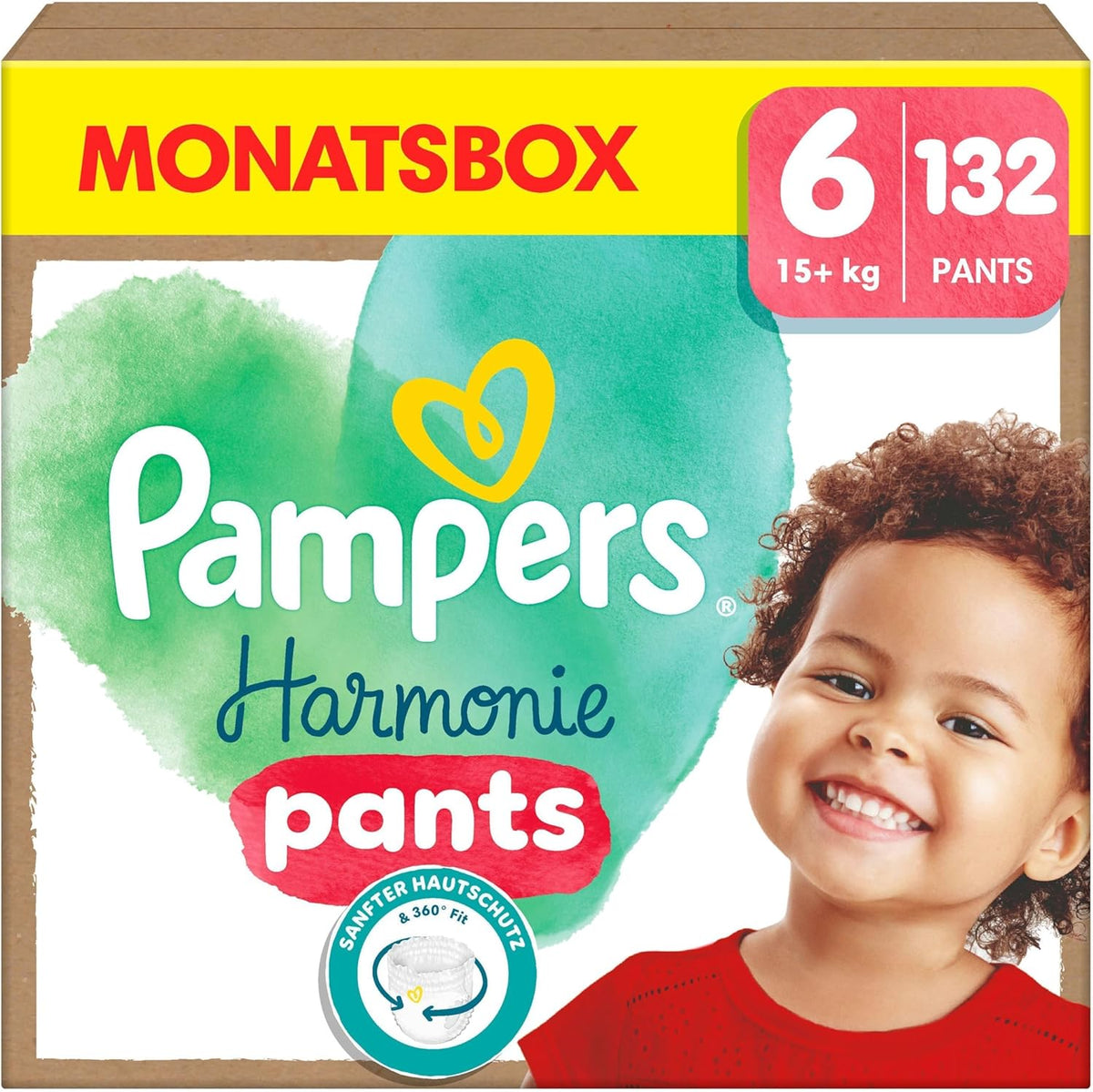 Couches Pampers Harmony Pants taille 6, 132 couches, 15 kg+, protection douce de la peau et confort à 360°