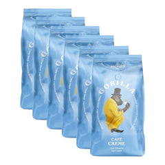 Crème Gorilla Café 6x 1000g | 100% Arabica-Bohnen traditionnel | Ideal Volllautomaten Crema harmonisches Aroma | geriger Koffingehalt helle Röstung | Emballage d'emballage