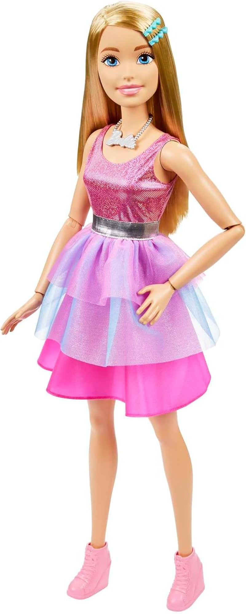 Poupée Barbie Extra Large (71 cm) - Robe rose, cheveux blonds avec barrette et collier, cadeau pour enfants à partir de 3 ans, HJY02 Naty Shop Dolls Titre par défaut