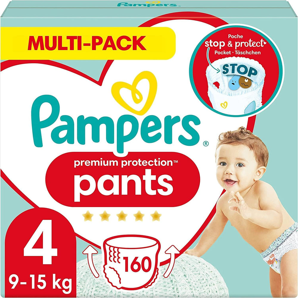 Pampers Premium Protection Pants taille 5, 144 couches, 11 kg - 17 kg, avec réglage à 360° et poignets anti-fuites souples pour un confort et une protection optimaux