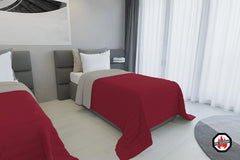 Couverture d'été en lin italien, ignifugé, microfibre, bicolore, bordeaux/gris clair, 170 X 270 cm Couettes et couettes Naty Shop