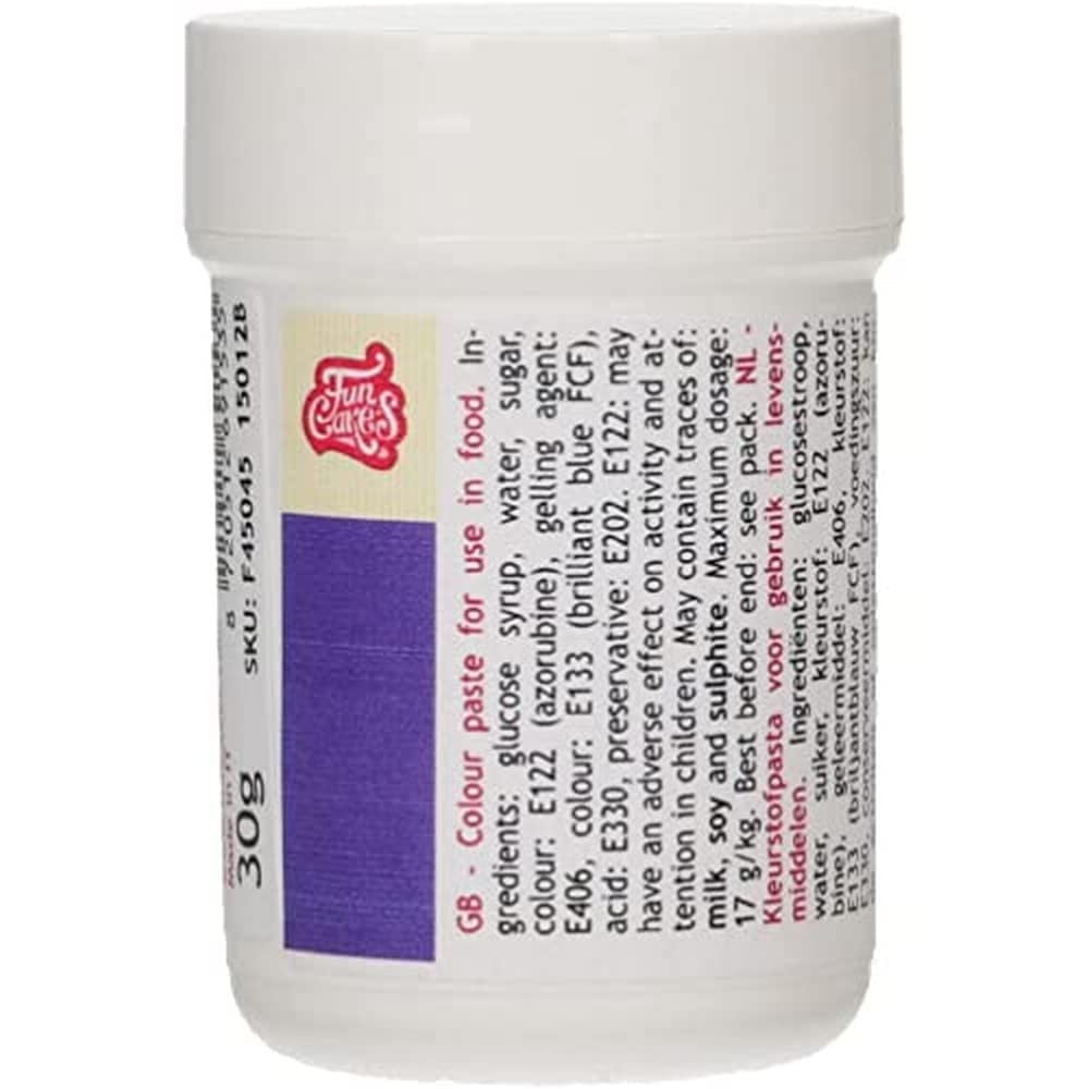Colorant alimentaire concentré Funcakes Paste Color Bleu Royal ; pour pâte, crème, fondant, massepain, pâte à modeler et pâte à fleurs. Halal et casher. 30g