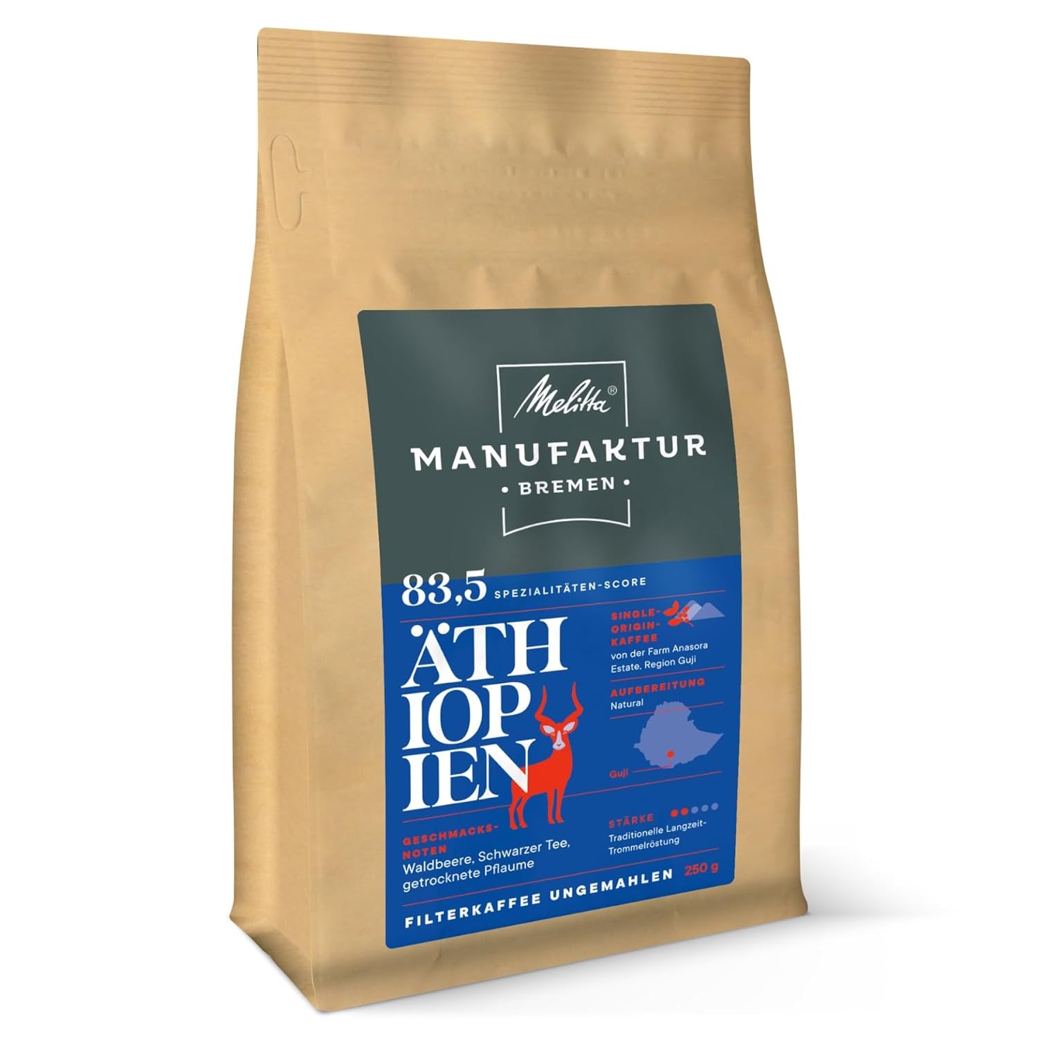 Melitta Manufaktur-Kaffee Miel de Guatemala, café de spécialité, 250 g, grains de café entiers, non moulu, café d'origine unique, torréfaction délicate au tambour, torréfié en Allemagne, force 3 Café Naty Shop 250 grammes de grains entiers d'Éthiopie