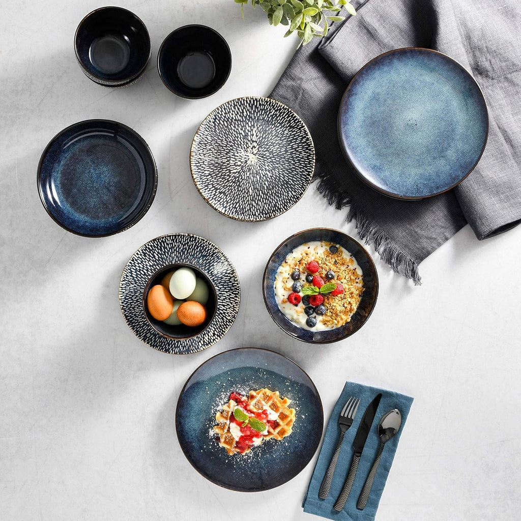 Matisse 16-Teiliges Geschirrset Mit Doppelschüsseln, Kobaltblau Seturi vesela masa Naty Shop