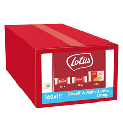 Biscoff Lotus | Biscuits Caramélisés, Biscuits Caramélisés au Chocolat et Gallette Bretone | 160 biscuits emballés individuellement | Uniquement des ingrédients naturels | 160x1| 1,1 kg