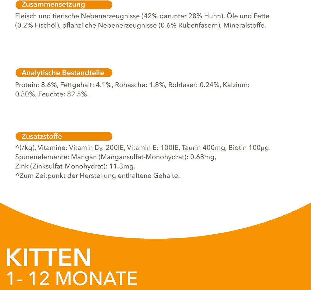 IAMS Delights Kitten Nassfutter - Multipack Katzenfutter mit Hunn in Sauce, Futter de haute qualité pour les enfants de 1 à 12 mois, 12 x 85 g