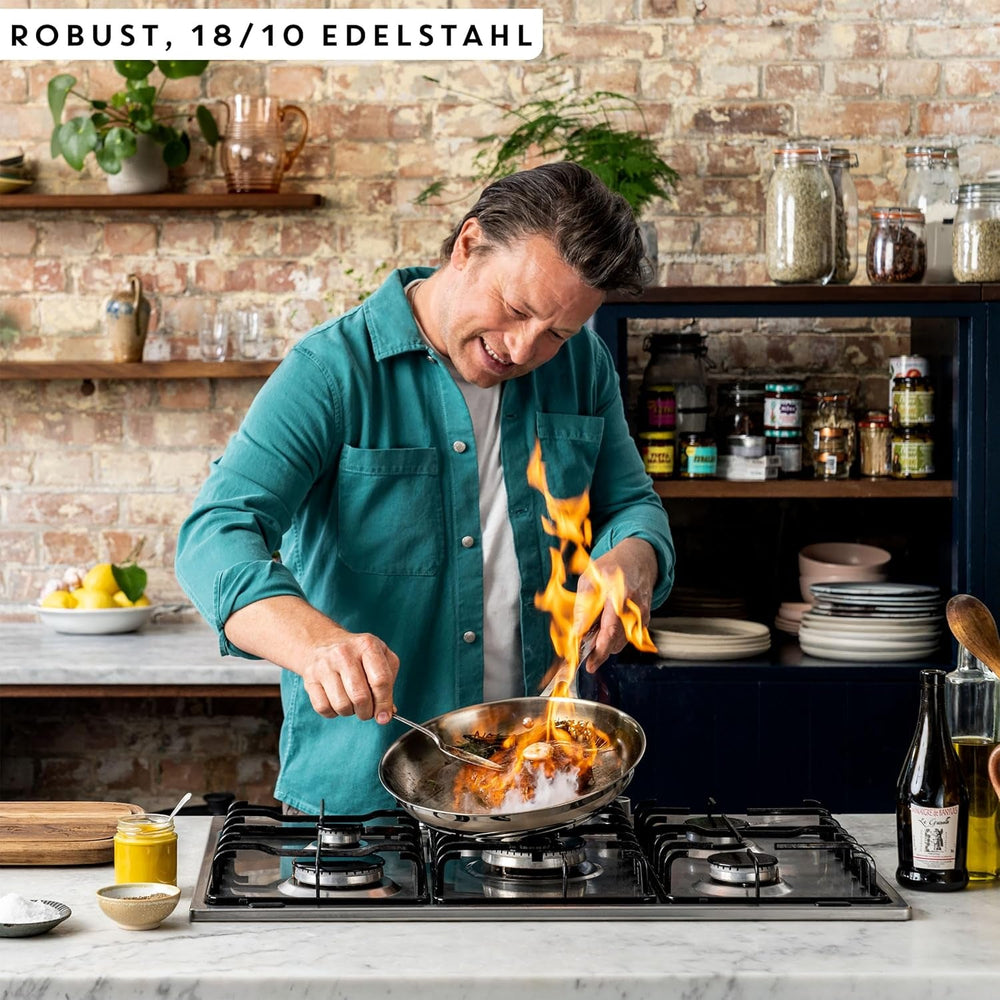 Poêle à frire Jamie Oliver by Tefal Cook Smart 28Cm, Acier inoxydable non revêtu, Adaptée aux casseroles et poêles à induction Naty Shop