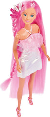 Simba 105733504 - Steffi Love Hair Glam, poupée dans une robe scintillante avec des cheveux extra longs, des pinces à cheveux et une brosse, 29 cm, pour les enfants de 3 ans