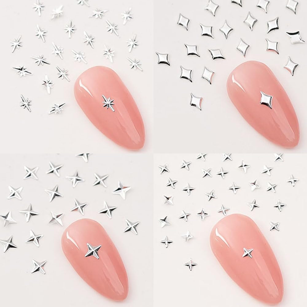 120 pièces breloques à ongles étoile or-argent étoile Y2K ongles breloques à ongles étoile en métal tailles mixtes vis à ongles étoile conception d'ongles Nail Art breloques étoiles 3D décoration d'ongles breloques à ongles accessoires pour ongles