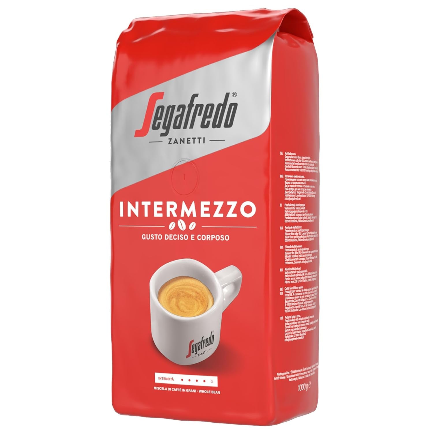 Segafredo Zanetti Intermezzo - Haricots entiers (paquet de 1 kg) - Geeignet für alle italienschen Kaffeespezialitäten - Kaffeebohnen mit mitteller Röstung, stark and vollmundig im Gesmack