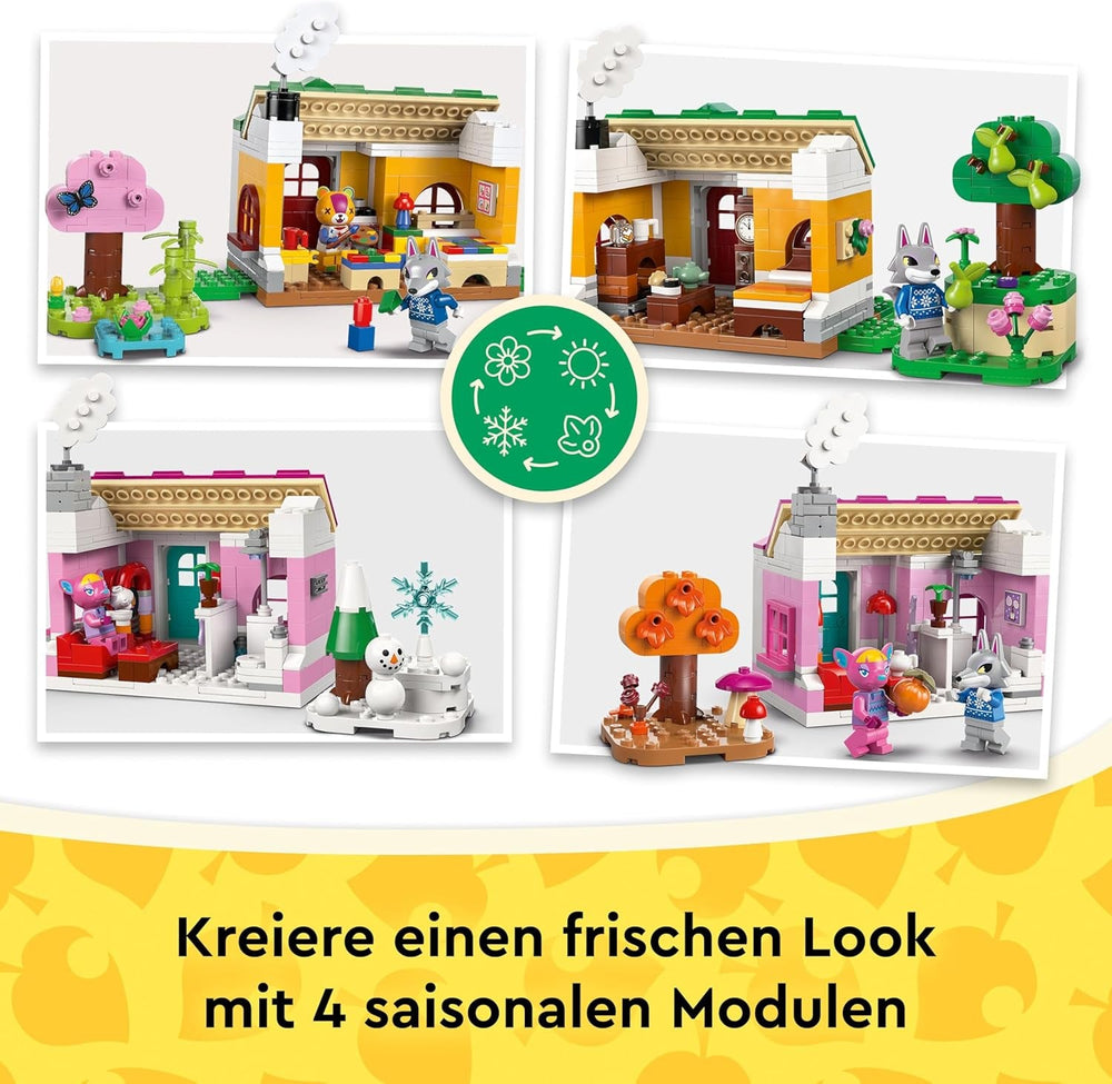 LEGO Animal Crossing - Kreative Häuser: Jahreszeiten voller Spaß - 2-in-1-Spielset mit 2 Spielhäusern, Minifiguren von Stitches, Feline & Grimm - Gamer Geschenk für Mädchen, Jungen ab 7 Jahren - 77057