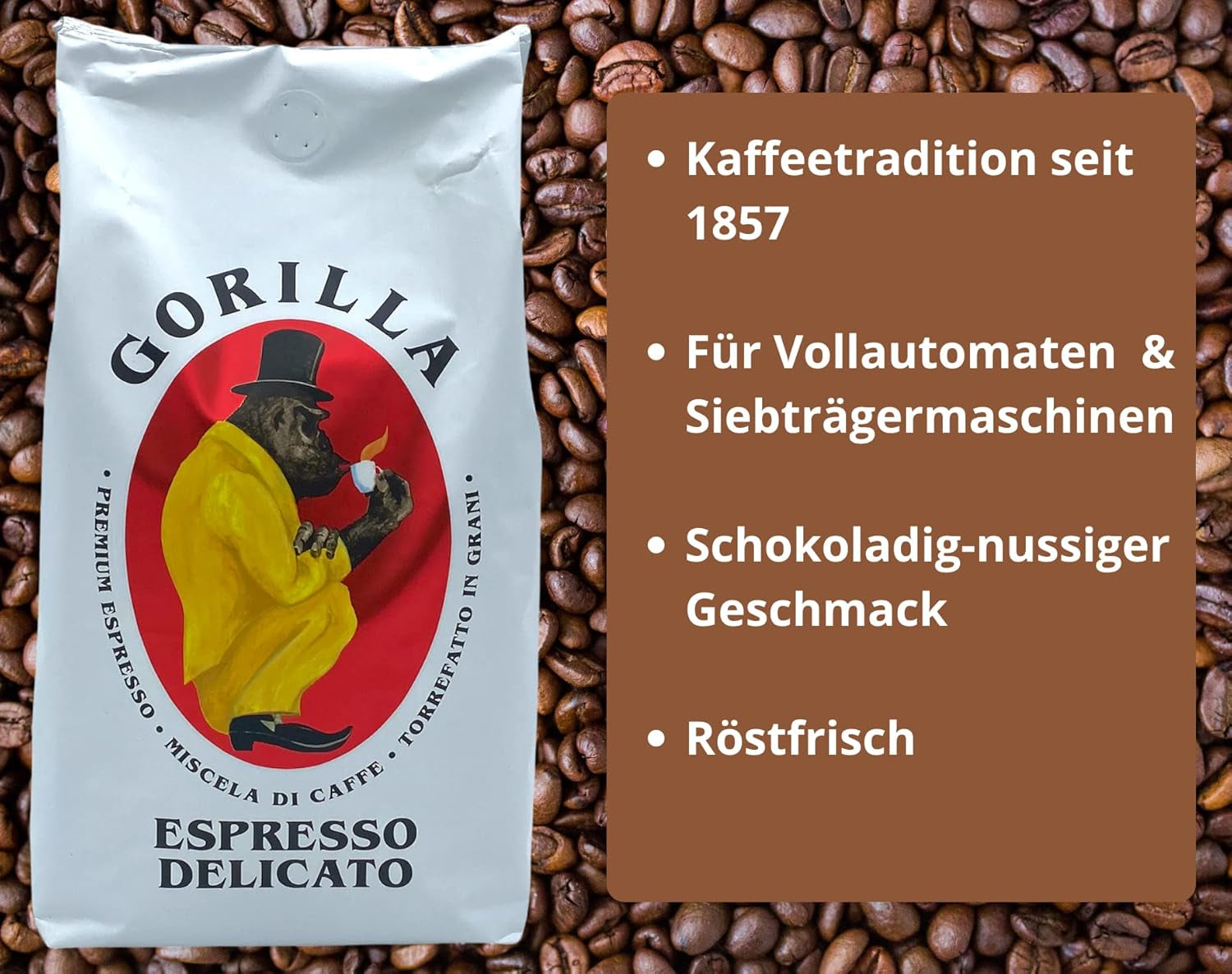 Gorilla Espresso Delicato 3x 1000g Joerges + Jassas Gebäck | Café