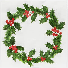 Talking Tables 20 serviettes en papier XL de Noël avec motif houx | Lingettes jetables de luxe | Réutilisable | Idéal pour Noël et les dîners | Haute qualité | 40cmX40cm