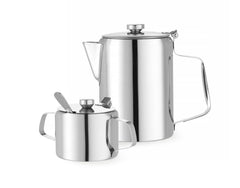 HENDI Zuckerdose, mit Scharnierdeckel, Geschirrspülmaschinengeeignet, ø85x(H)80, 300ml, Edelstahl