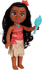 Poupée Disney Princess Moana de 35 cm, yeux réfléchissants à paillettes, articulations mobiles, tenue détachable, pince à fleurs, cheveux longs, pour filles à partir de 3 ans