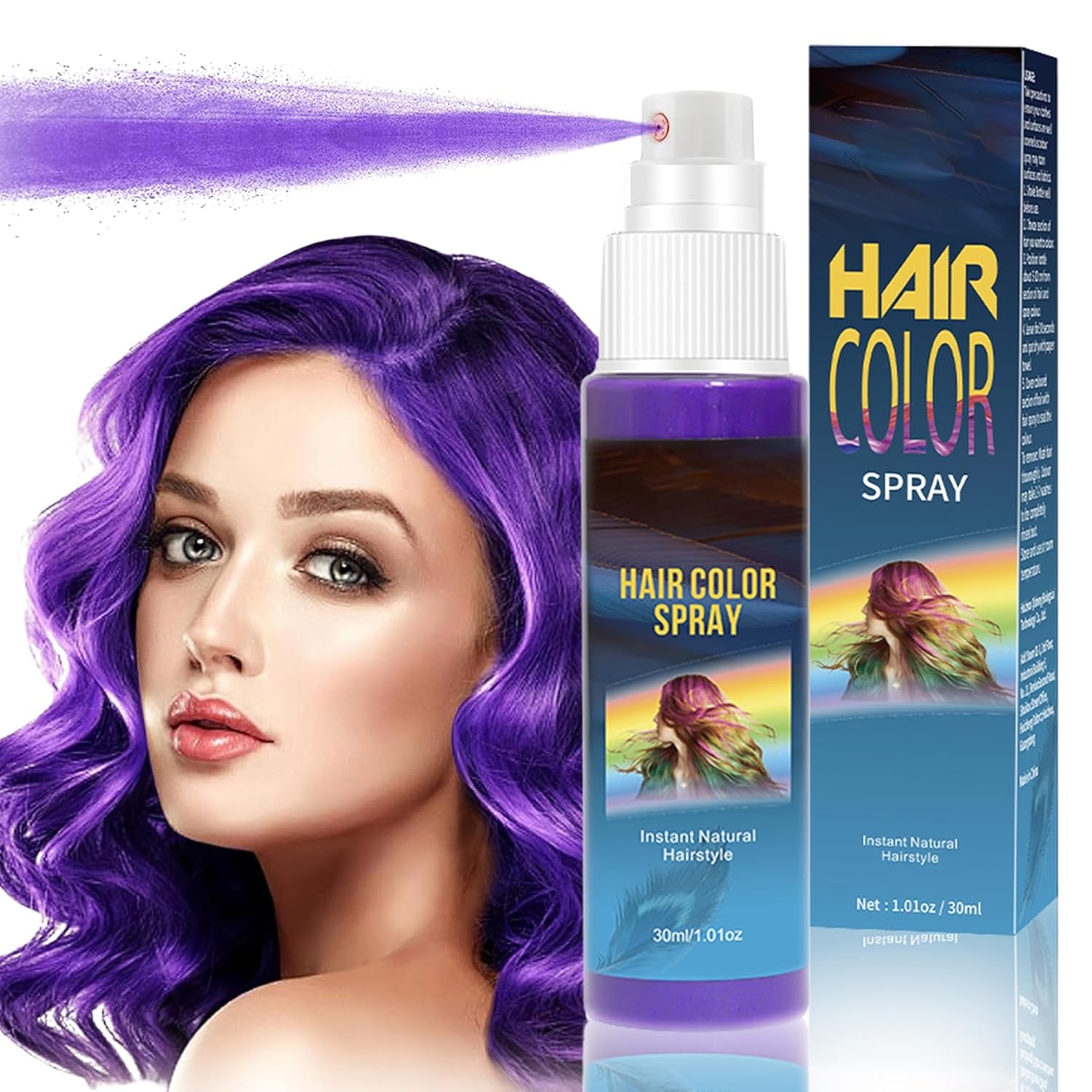 Coloration de laque - 30 ml de spray de coloration temporaire vert, spray de coloration temporaire pour cheveux naturels, teinture capillaire lavable pour fête cosplay Halloween (vert) Naty Shop Coloration capillaire violette