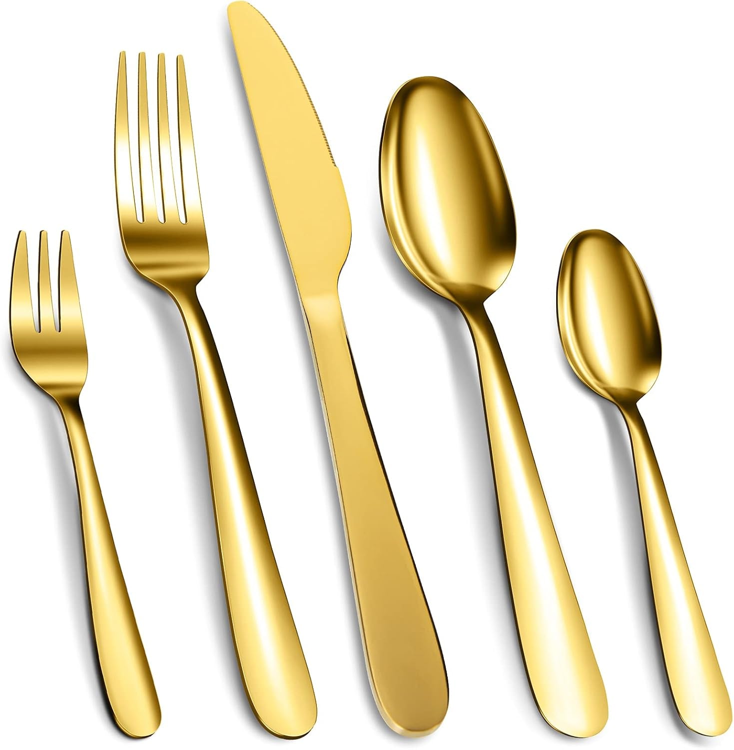 Set de tacâmuri din oțel inoxidabil, 30 sau 60 de piese Bucatarie Naty Shop Auriu 30 de piese