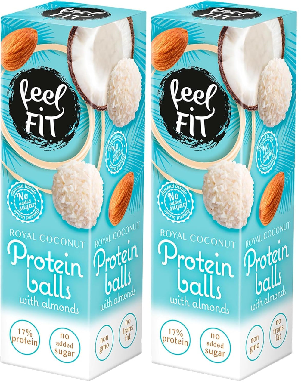 Pralinés noix de coco et amandes sans sucre, feel FIT, sans sucre ajouté, 17% de protéines, 63 g