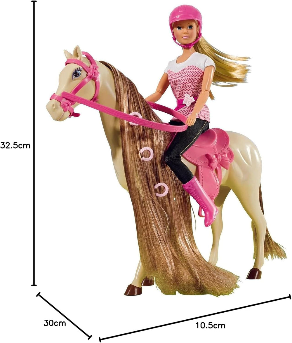 Simba 105730939 - Steffi Love Riding Tour, En tenue d'équitation, Avec 2 chevaux, Poupée entièrement articulée, Poupée à habiller, 29 cm, Pour les enfants à partir de 3 ans Poupées Naty Shop