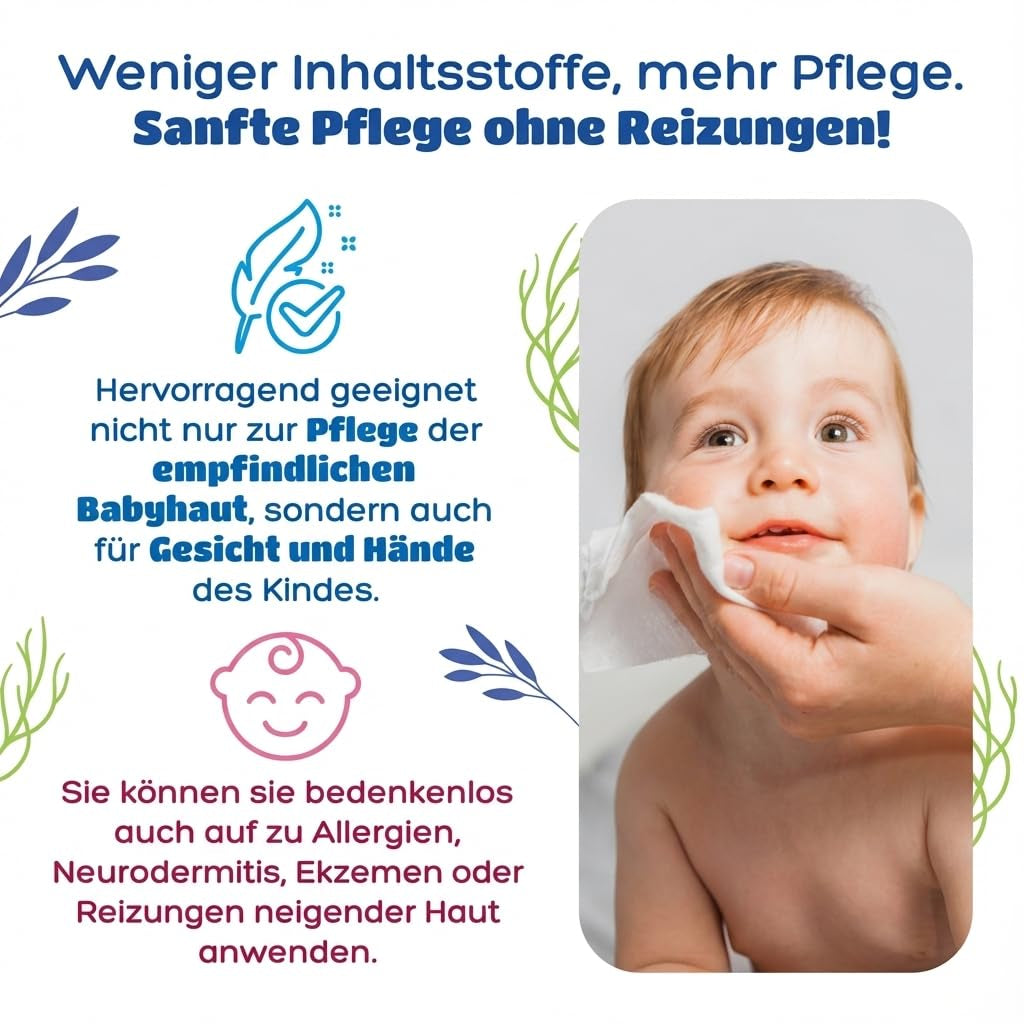 Lingettes humides Kindii Water Care - Lingettes Aqua Baby - 100 % viscose, 99,9 % eau, extrait de pamplemousse, taille écharpe 150 x 200, 100 % biodégradables, sans plastique, lingettes nettoyantes pour peaux sensibles