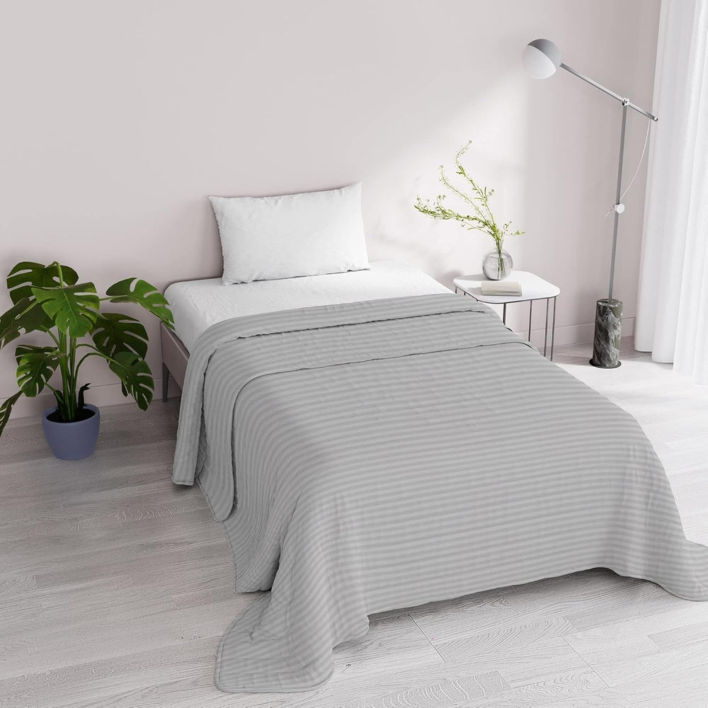 Couette d'été Satin Rayures, polyester, crème, 260X250 Cm Couettes et couettes Naty Shop Gris clair 170X250 Cm