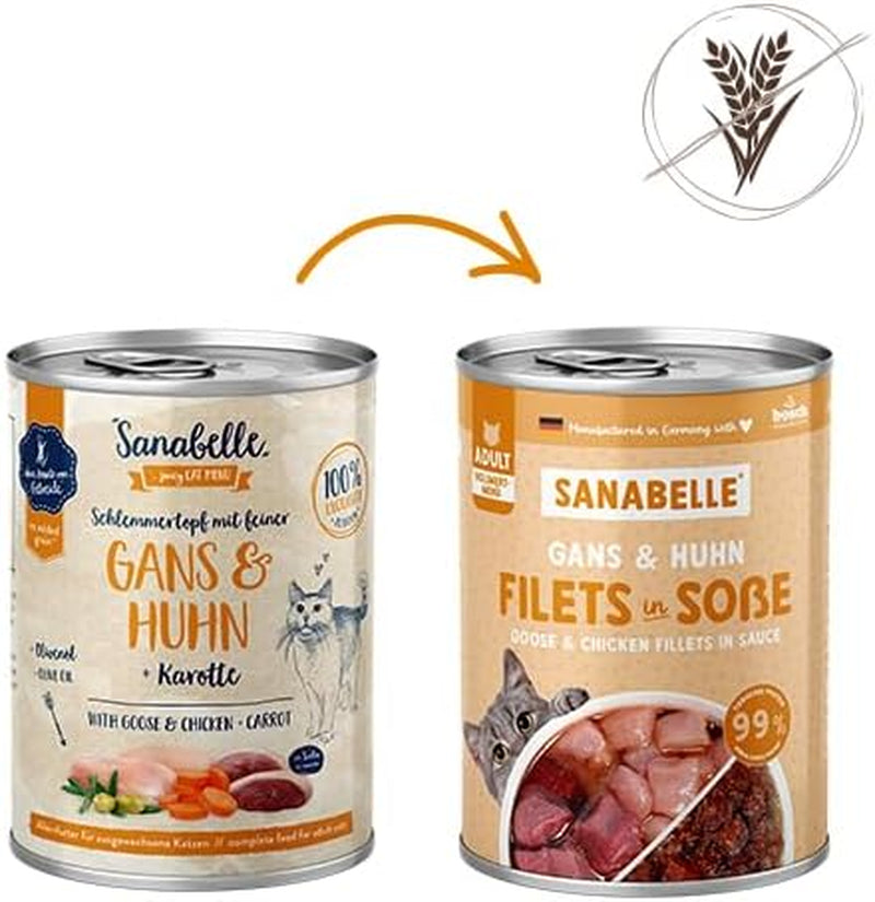 Sanabelle Gourmet Nourriture humide en pot avec oie et poulet | 6x380g | 2,28kg