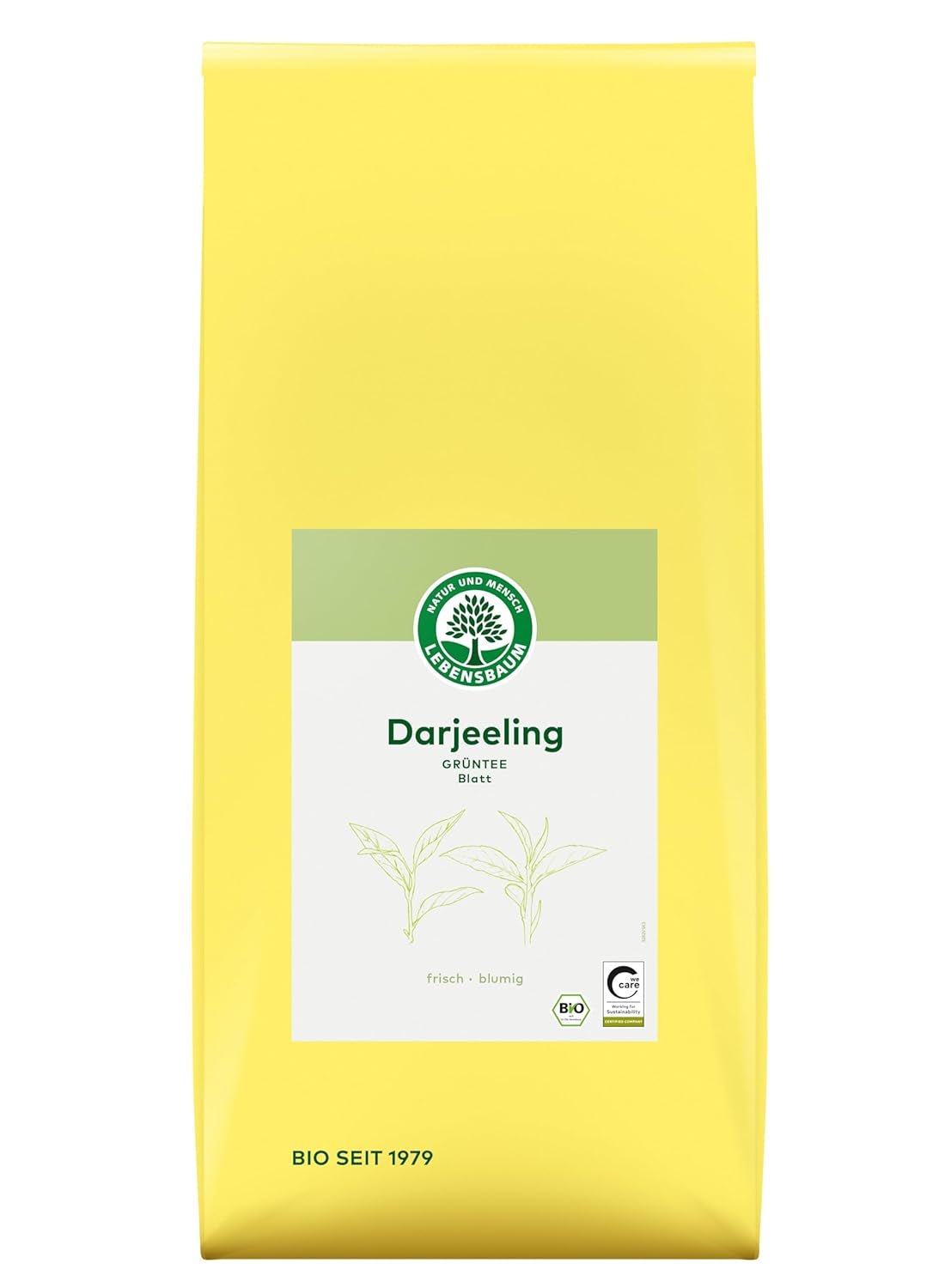 Lebensbaum Darjeeling Thé vert à feuilles entières, thé biologique, thé vert au goût de fleur fraîche, couleur vert clair, 1000g