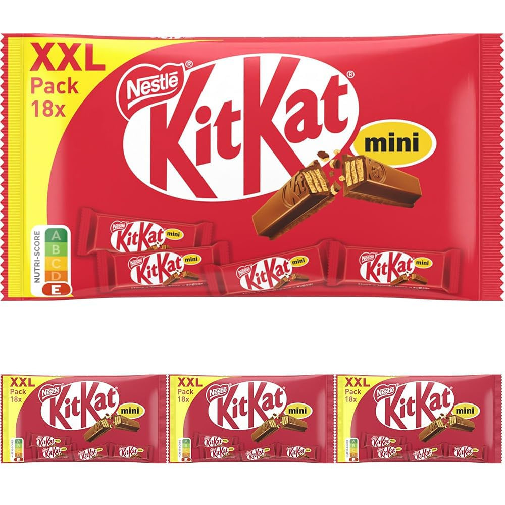 Nestlé Mini XXL Barres de chocolat Barres de gaufrettes croustillantes au chocolat au lait Paquet de 4 (1 x 301 g)