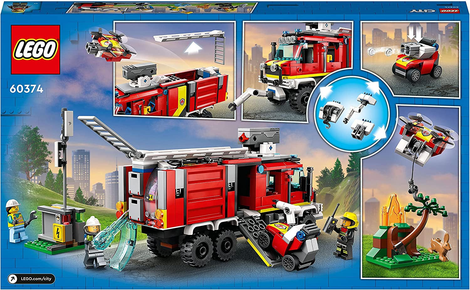 LEGO 60374 Véhicule de commandement des pompiers de la ville, camion de pompiers moderne, jouet avec drones de lutte contre l'incendie, figurines pour enfants, ensembles de construction Besuche den LEGO-Store