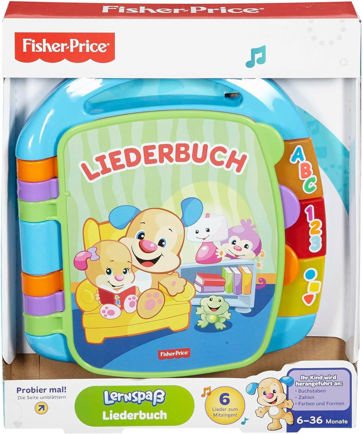 Fisher-Price Learning Fun, Livre de chansons, Livre de musique pour bébé, Jouet musical pour bébé, Livre électronique pour bébé, à partir de 6 mois, Version allemande, CDH40 Baby Toys Naty Shop