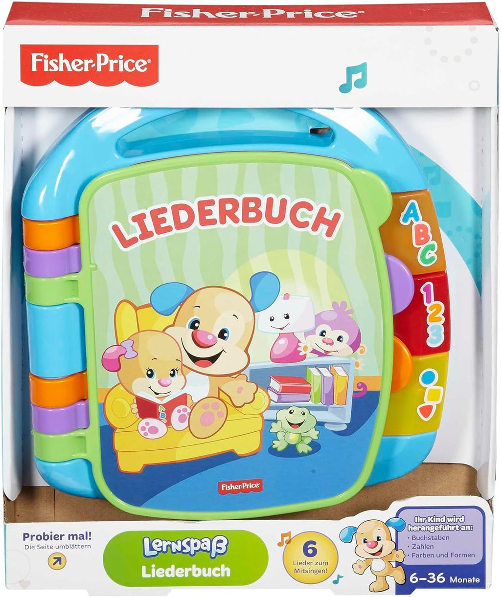 Fisher-Price distracție de învățare, carte de cântece, carte de muzică pentru copii, jucărie muzicală pentru copii, carte electronică pentru copii, de la 6 luni, versiune germană, CDH40 Jucarii Bebe Naty Shop