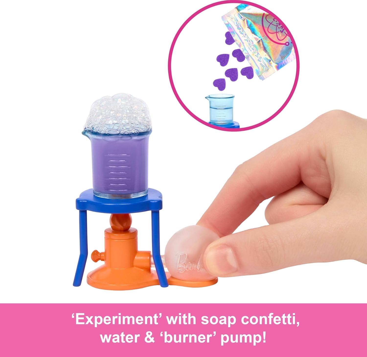 Barbie-Puppe Wissenschaftlerin und Zubehör mit Blonder Modepuppe, Labortisch, Mikroskop, Farbwechsel-Becherglas und Petrischale, JCR70
