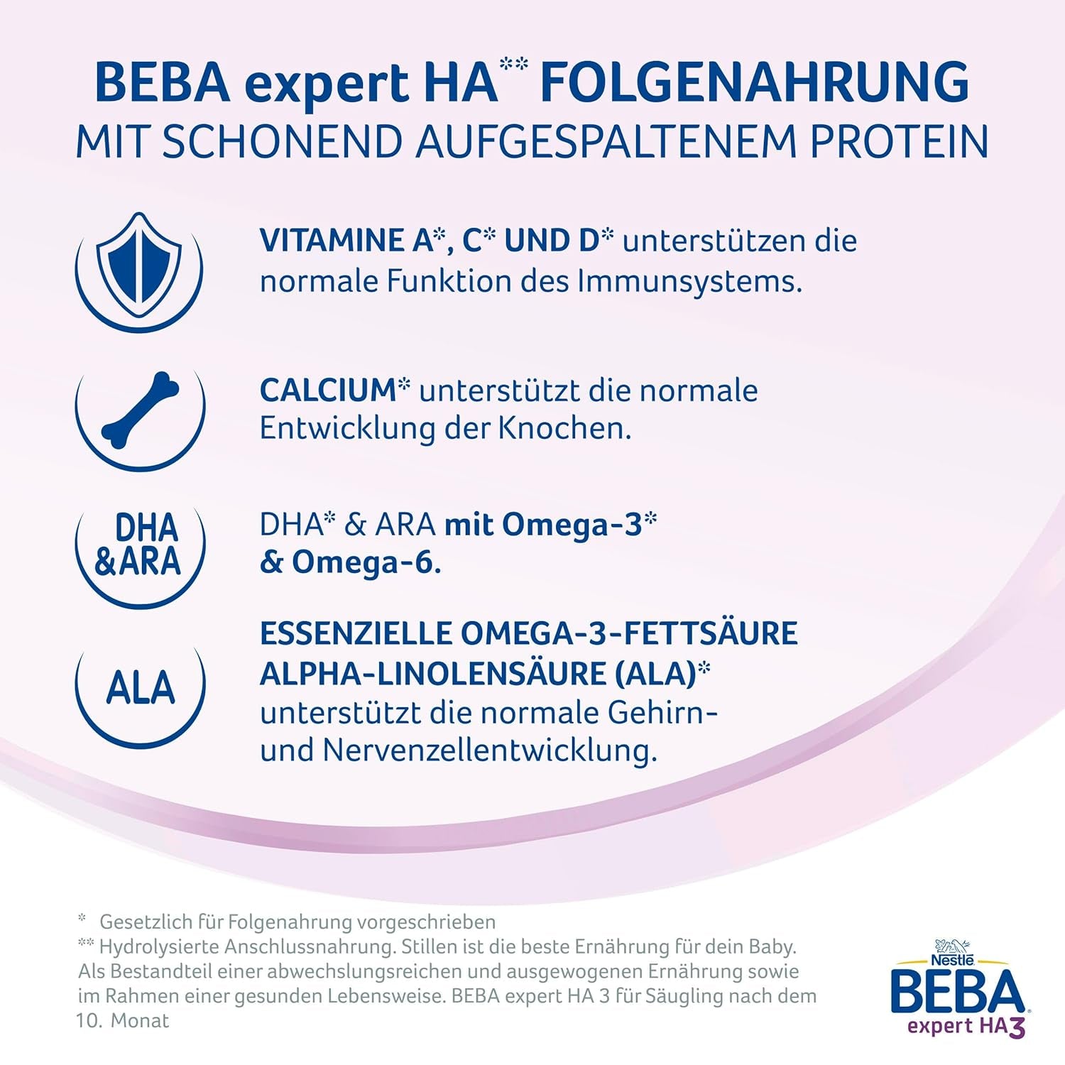 BEBA expert HA 3 Formule de continuation hydrolysée, dès 10 mois, 1 paquet (1 x 550 g)