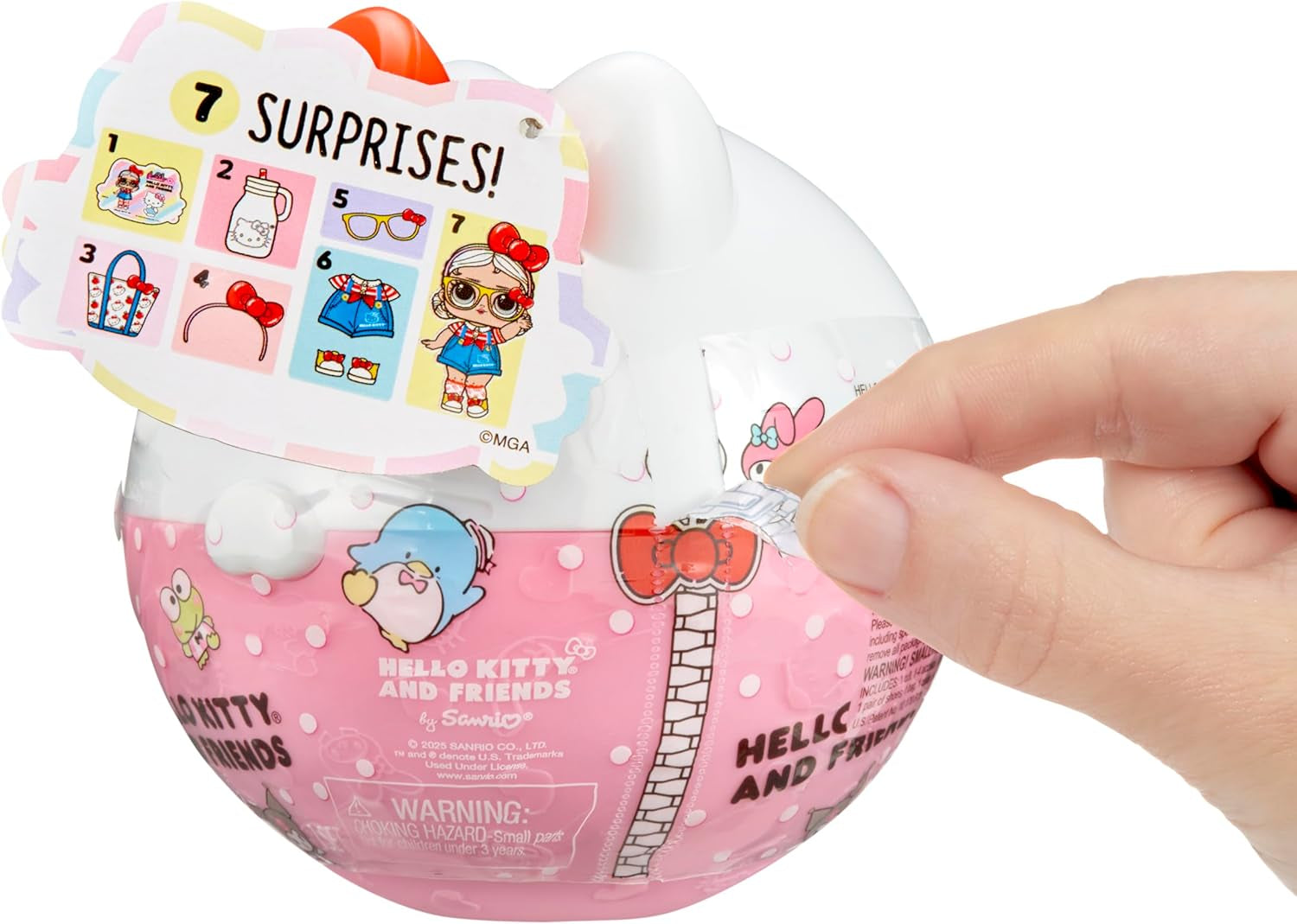 L.O.L. Surpriză! Loves Hello Kitty and Friends - 1 păpușă cu 7 surprize, Selecție aleatorie, 8 tots de colecționat, Cadou pentru copii cu vârsta peste 4 ani, Roz Papusi Naty Shop
