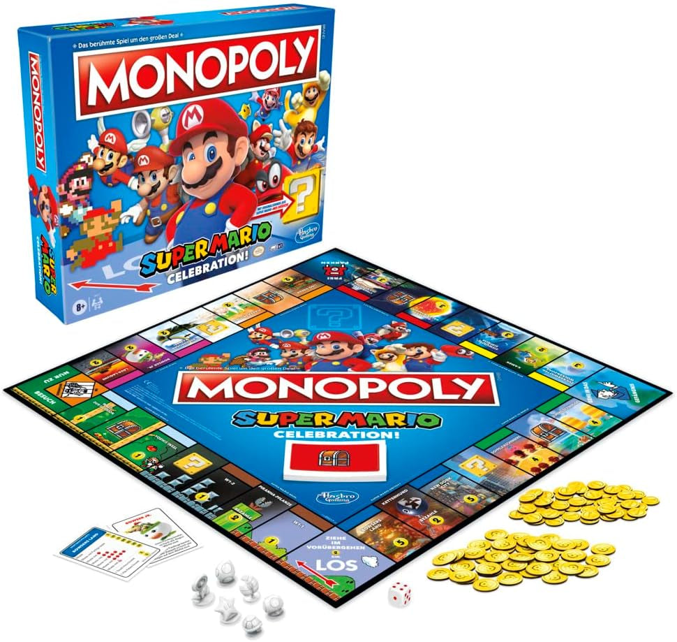 E9517100 Joc de societate Super Mario Celebration pentru fanii Super Mario cu vârsta de 8 ani și peste, cu efecte sonore din jocul video, Multi, Standard