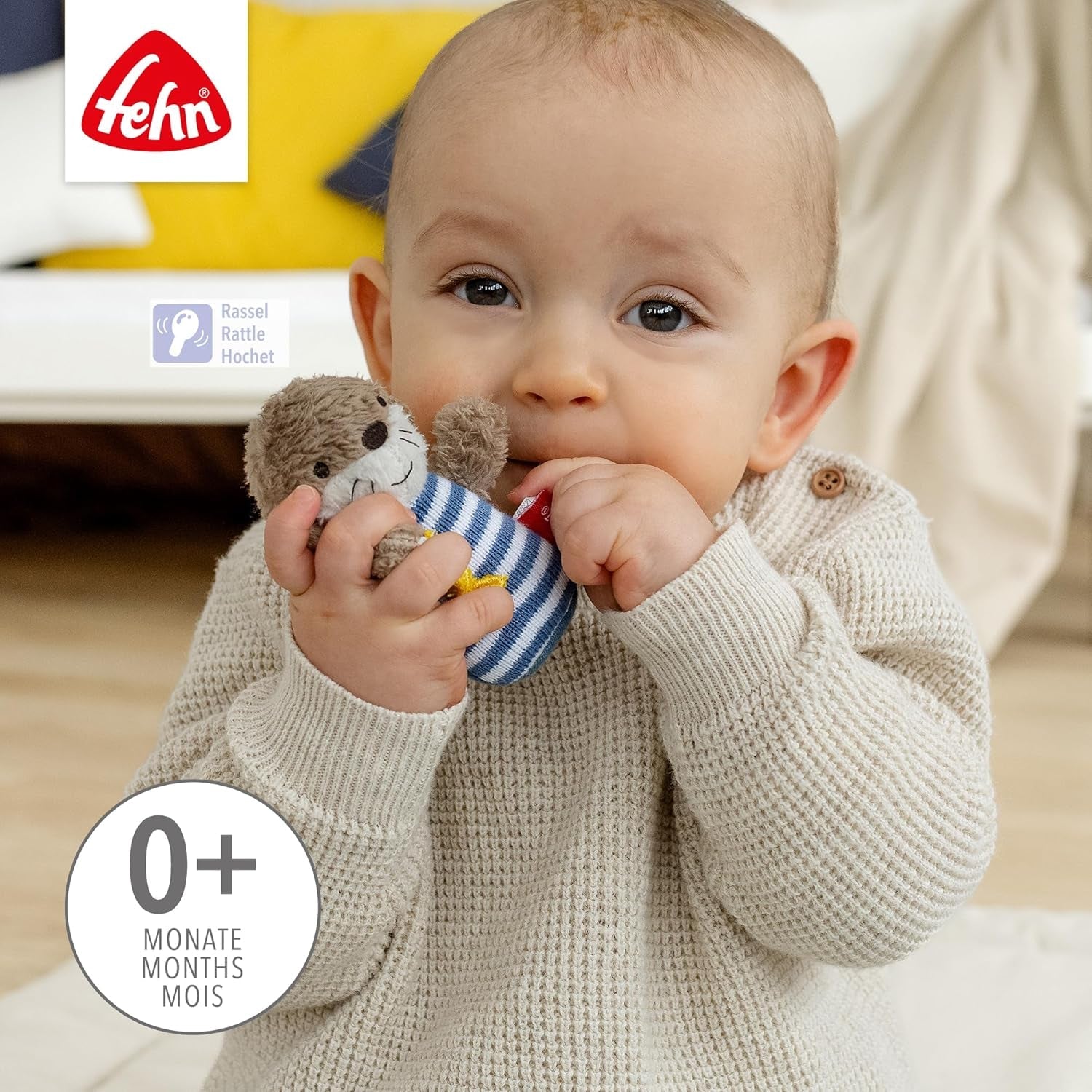 Fehn mini hochet loutre - mini jouet à saisir pour hocheter, tâtonner et jouer avec un animal en tissu doux et câlin - un fidèle compagnon pour les bébés et les jeunes enfants à partir de 0 mois Baby Toys Naty Shop