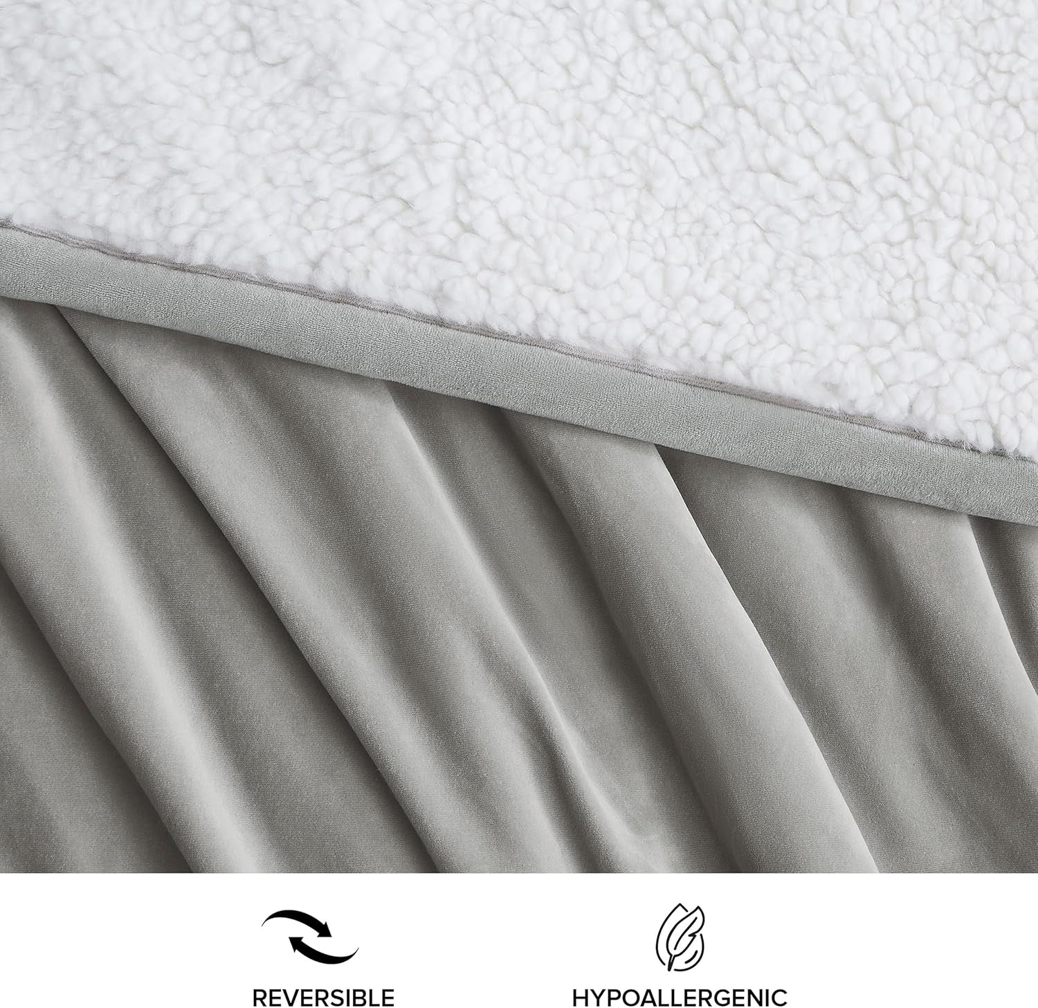 UGG 01465 Bliss Sherpa Couverture entièrement réversible pour canapé ou lit Lavable en machine Facile d'entretien Couverture de luxe surdimensionnée en peluche douce 178 x 127 cm Seal Naty Shop Couettes et couettes