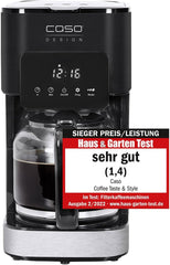 Machine à expresso CASO Coffee Taste and Style avec filtre permanent, 1,5 l, température d'infusion optimale 92-96 °C, système anti-goutte, tête d'infusion optimisée, acier inoxydable, 12 tasses