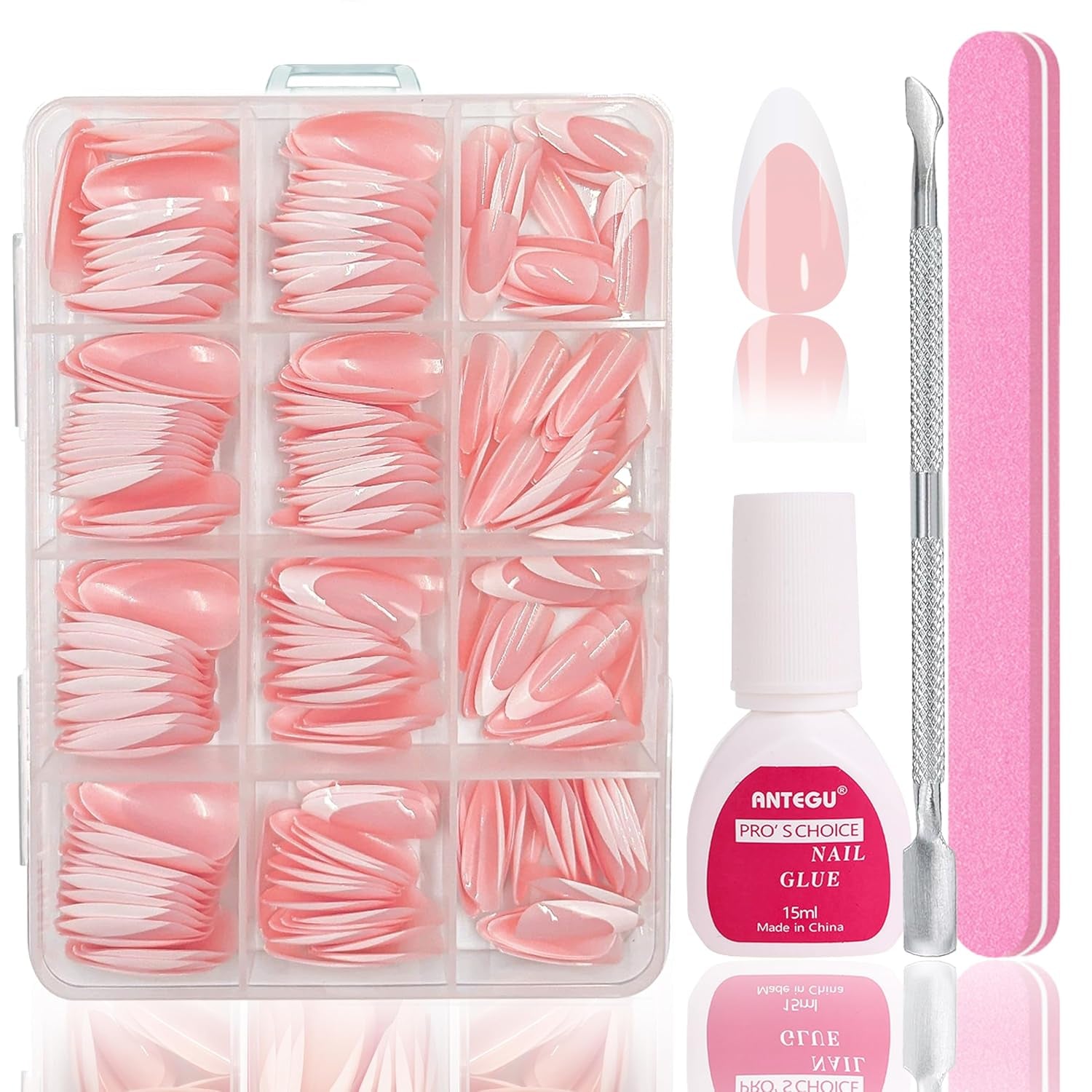 Ensemble de faux ongles Ballerine – 240 pièces de faux ongles rose lilas délicats, colle complète sur faux ongles, ensemble de faux ongles pour manucure et nail art pour femmes et filles (rose lavande)