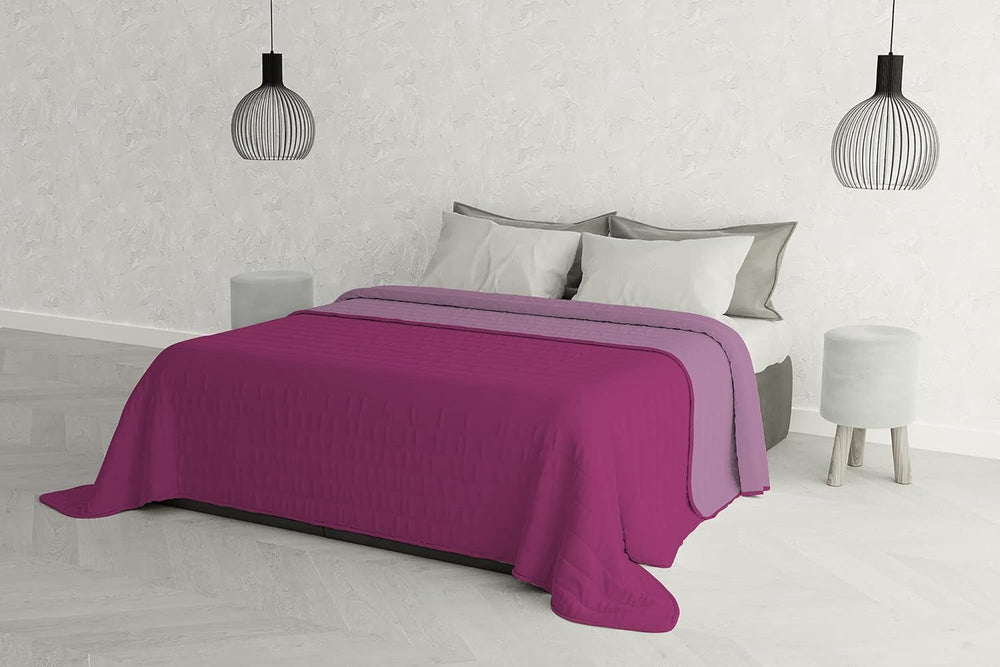 Couette élégante pour lit double 260 X 270 Cm bleu foncé/vert pomme lits et couvertures Besuche den linge de lit italien-Store lilas/fuchsia