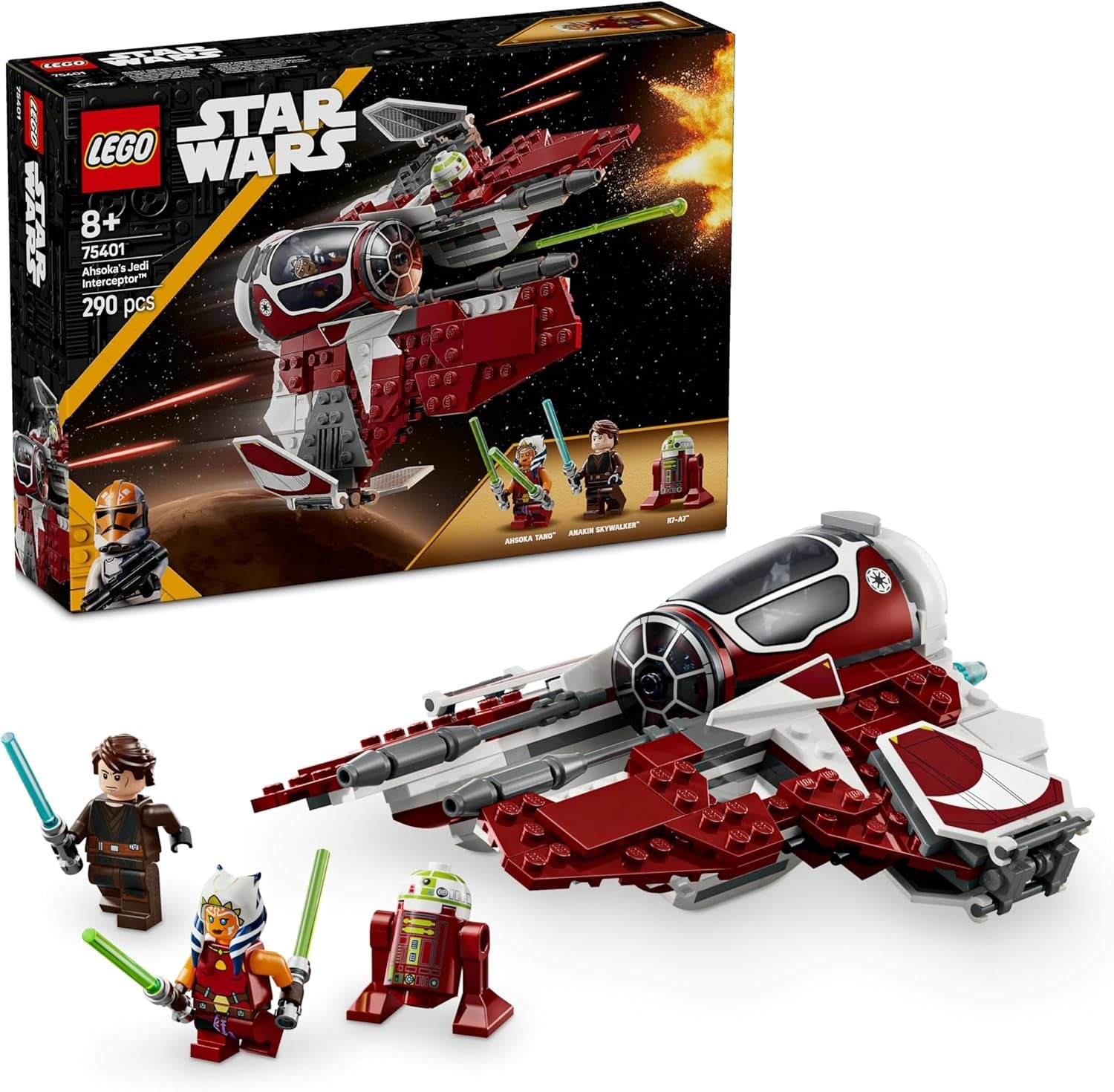LEGO Star Wars 75401 Le chasseur Jedi Interceptor d'Ahsoka pour les fans de Clone Wars Ahsoka Tano et Anakin Skywalker Figurines avec sabres laser et R7-A7 pour garçons et filles à partir de 8 ans Jeux de construction Beuche den LEGO-Store Titre par défaut