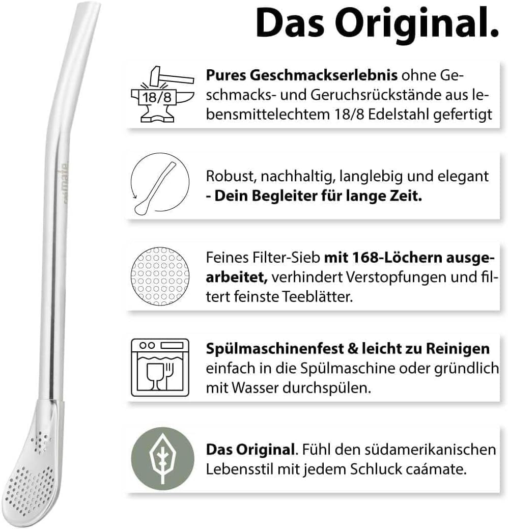 Service à Thé Mate Bio ● 3 Assortiments de Mate + 2 Tasses à Maté Double Paroi en Inox + 2 Bombillas + Instructions d'infusion (Noir)