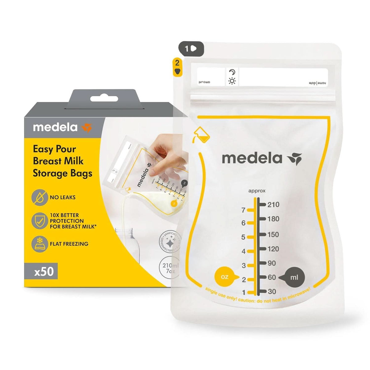 Medela Easy Pour Muttermilchbeutel Zum Einfachen Ausgießen, 100 Stück, 210 Ml, Auslaufsichere Einweg-Muttermilchbeutel Mit Überlaufschutz, Stillhelfer Accessoires Alimentation et allaitement Baby Naty Shop 50