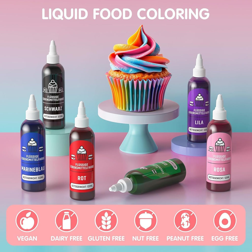 Colorant alimentar roșu 120 ml, colorant alimentar lichid foarte concentrat și fără zahăr pentru copt, prăjituri, macaroane, glazură, fondant, fursecuri, gogoși