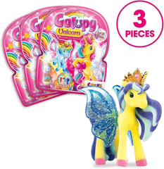 Galupy Licorne - Pack de 3 figurines de licorne, jouets de licorne à collectionner, figurines de poney aux ailes brillantes et figurines d'action en cristal Swarovski Naty Shop