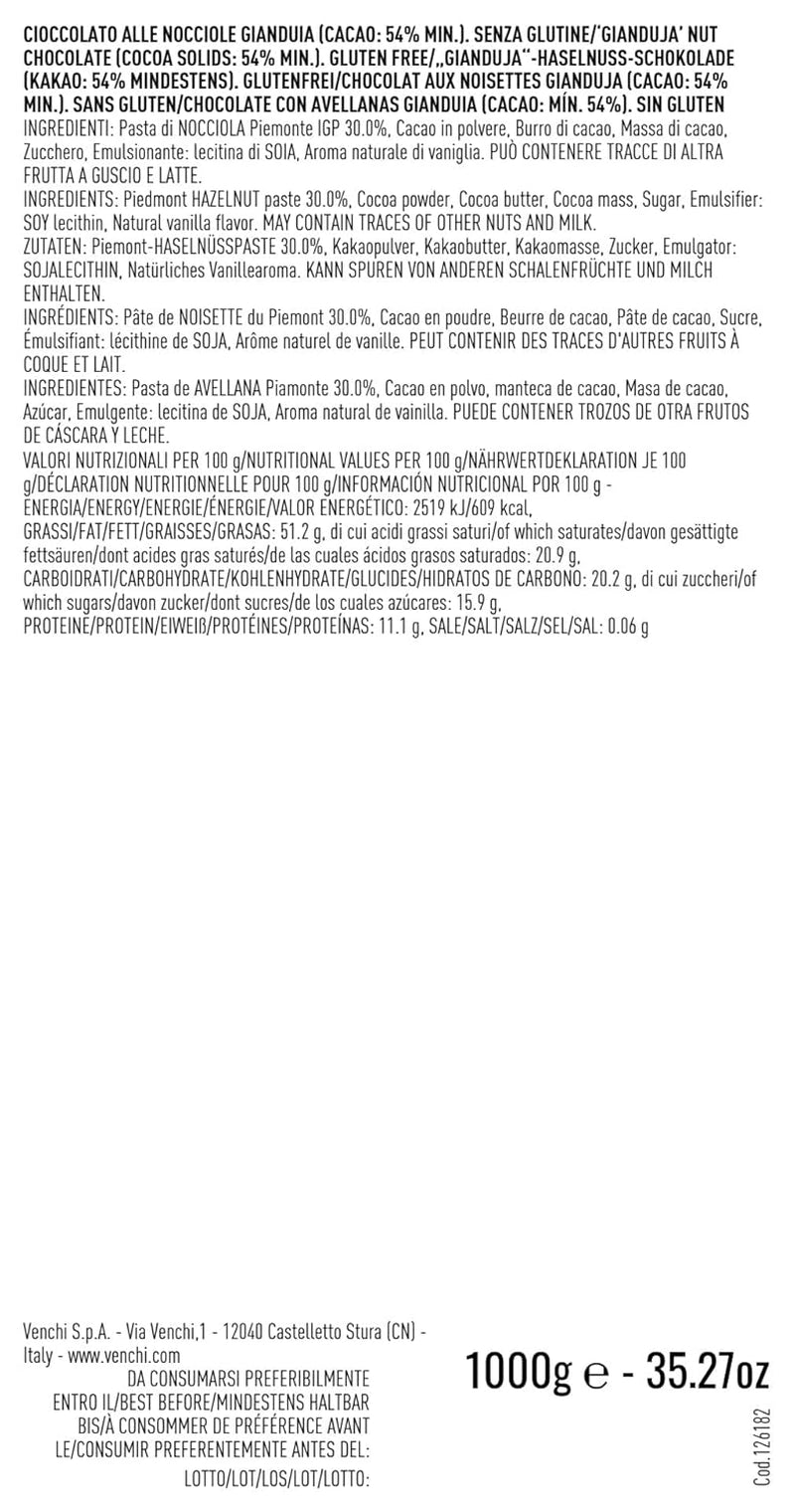 Pralines au chocolat noir, sans gluten, Extra Venchi Gianduiotti en vrac 1 Kg Bonbons au chocolat Naty Shop