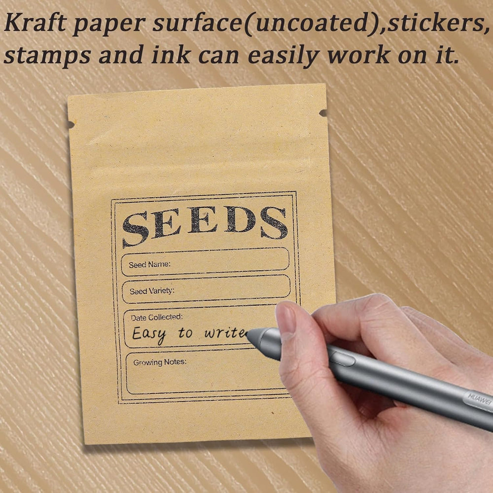 WACCOMT Pack 100 Stück Kleine Braune Wiederverschließbare Kraftpapier Samen Pakete Mit Klarem Fenster Münze Umschläge Taschen Reißverschluss Für Saatgut Blume Lagerung 7X9.5Cm(2.7X3.7Inch)
