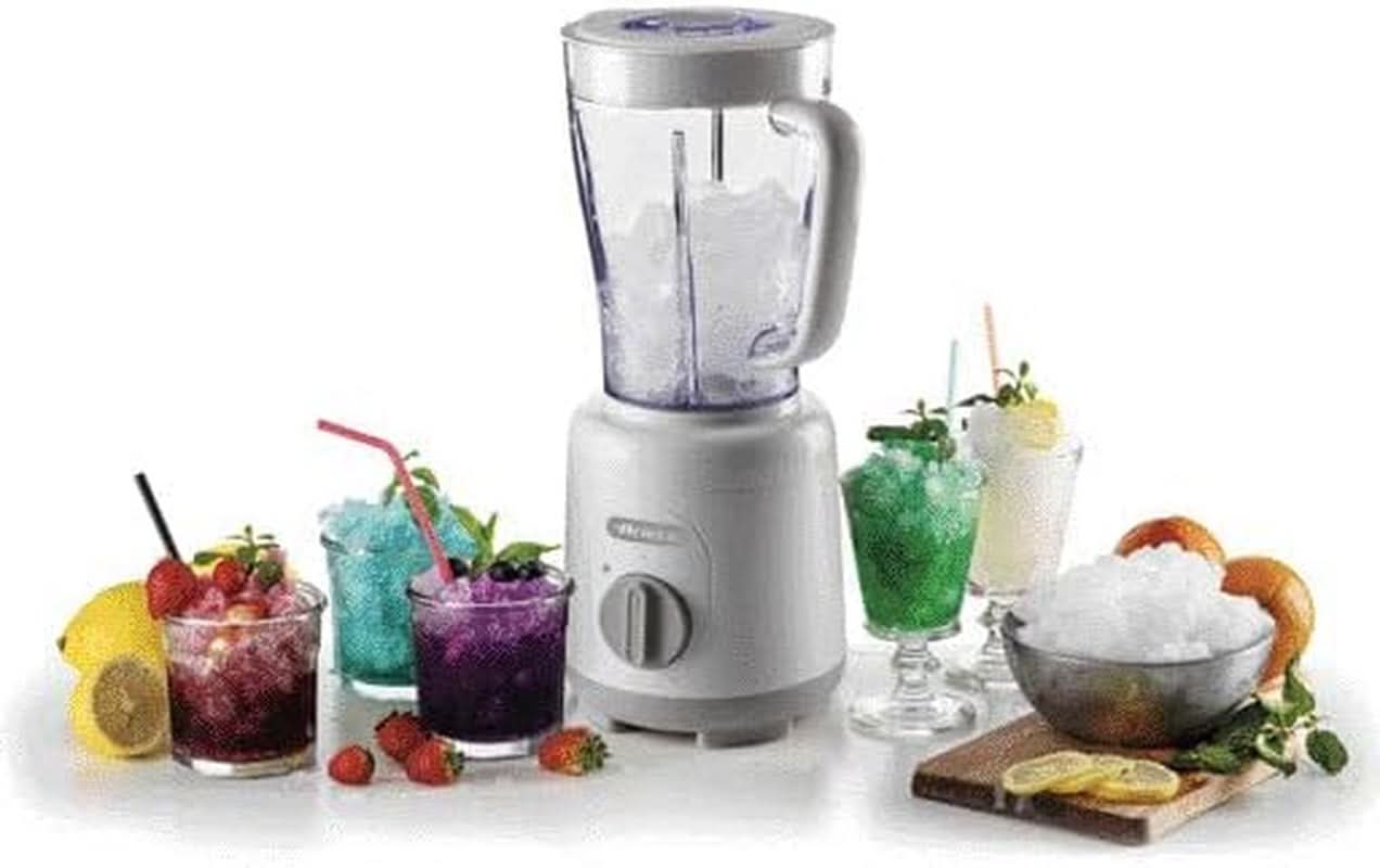 Ariete Breakfast 586 Blender, Mélangeur électrique avec 4 ustensiles de cuisson, 2 vitesses + fonction impulsion, Fumée antidérapante, Plateau de cuisson, 1,5 L de cuisson, 500 W, Blanc Mother and Child Naty Shop