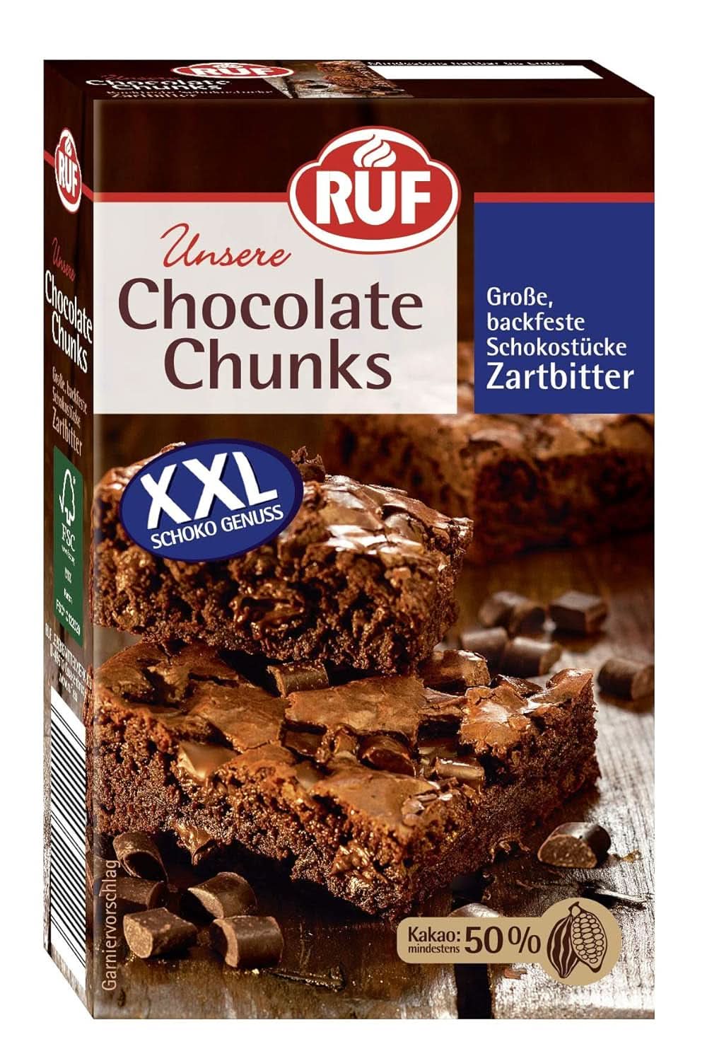 RUF, Gouttes de chocolat noir XXL pour la pâtisserie, végétaliennes, sans gluten, 100 grammes Glaçages et décoration Naty Shop Chocolat noir