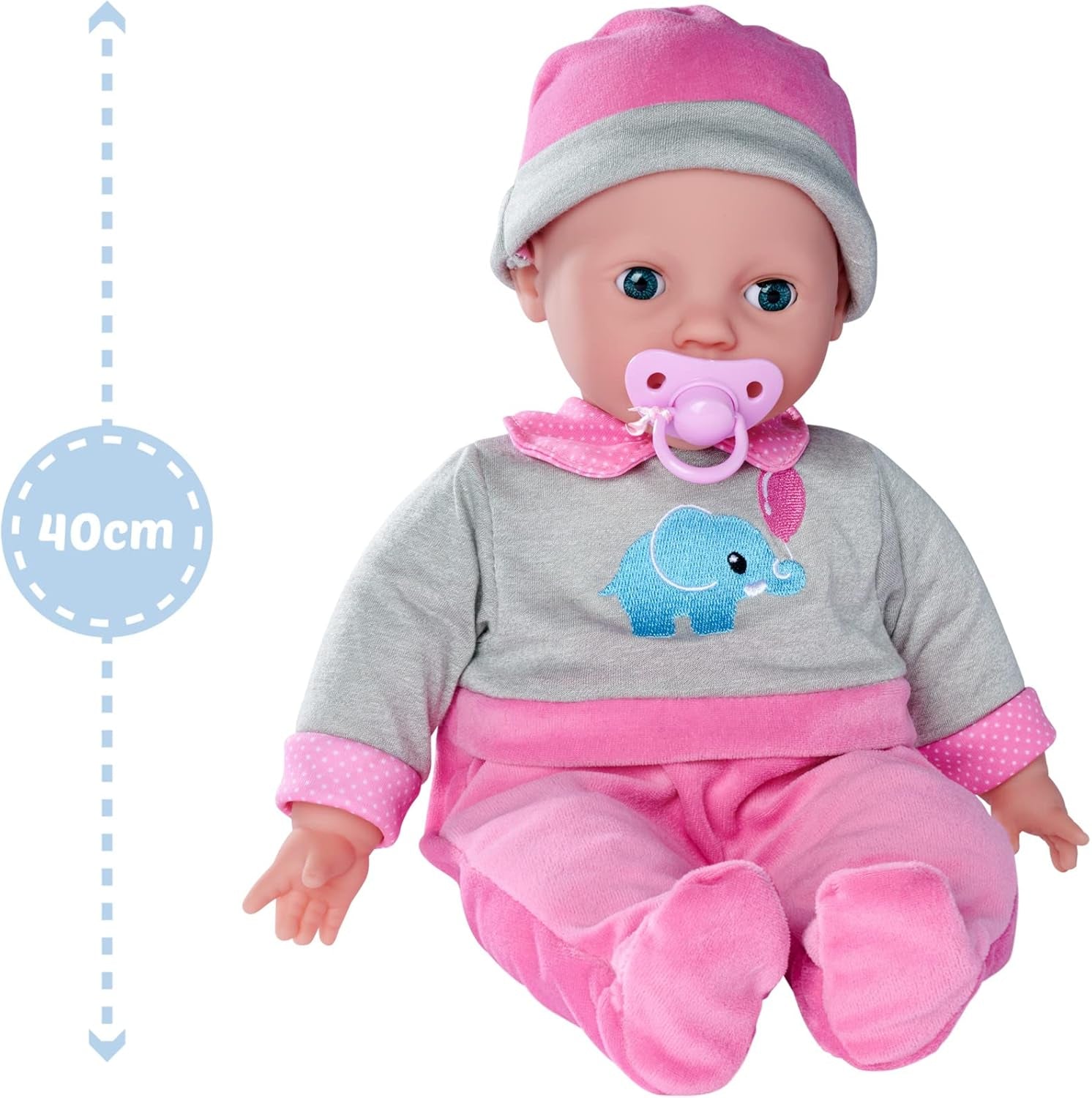 Simba 105140066 - Laura Interactive, poupée au corps doux aux yeux endormis, babille lorsqu'on la bouge, boit au biberon et s'endort, 40 cm, poupée pour enfants à partir de 2 ans